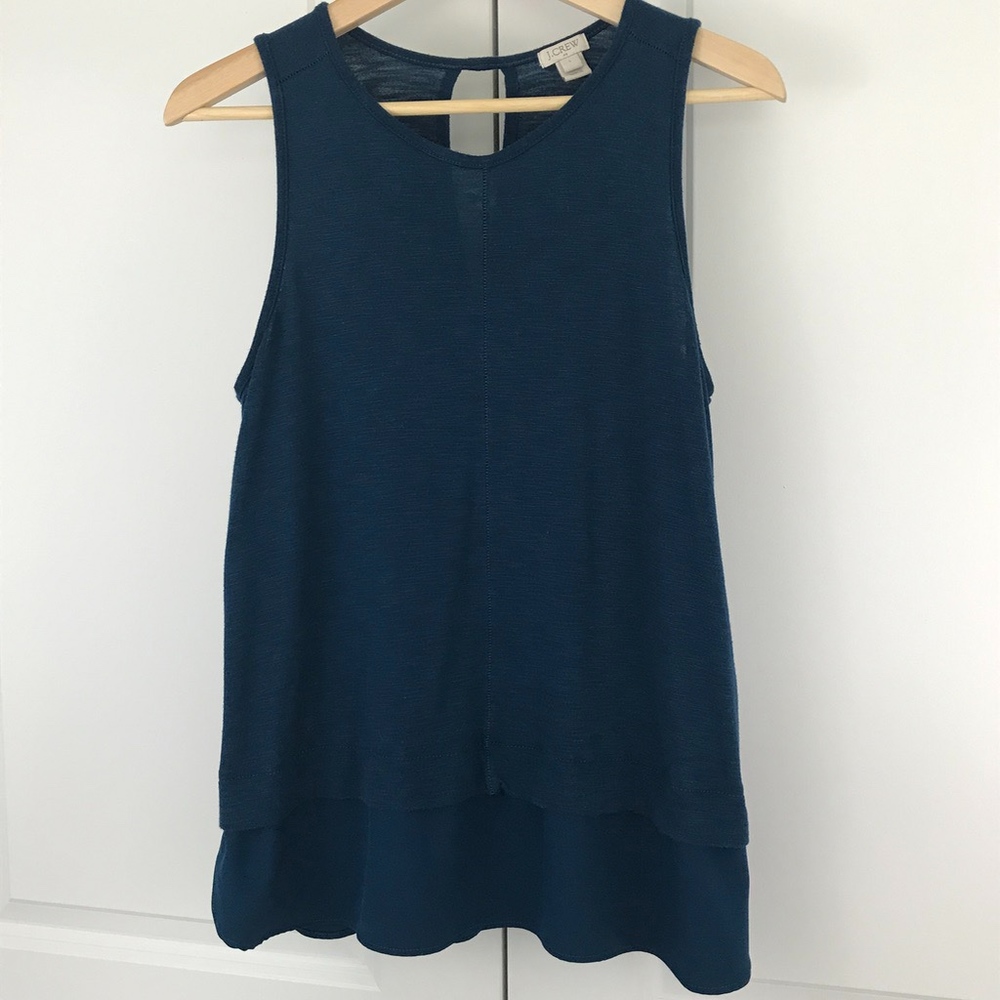 J Crew Teal tank with silky bottom, Large